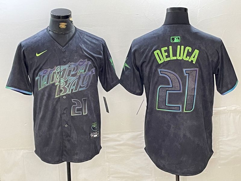 Men Tampa Bay Rays #21 Deluca Black City Edition Nike 2024 MLB Jersey style 6->san francisco 49ers->NFL Jersey